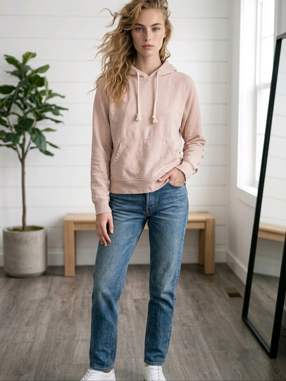 Universal Thread Blush Pink French Terry Pullover Hoodie XL Raglan Sleeve